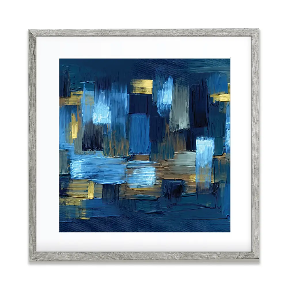 Navy Brush Strokes Square Framed Art Print Navy Brush Strokes Square Framed Art Print wall art product artGALINI at pm.me / Shutterstock