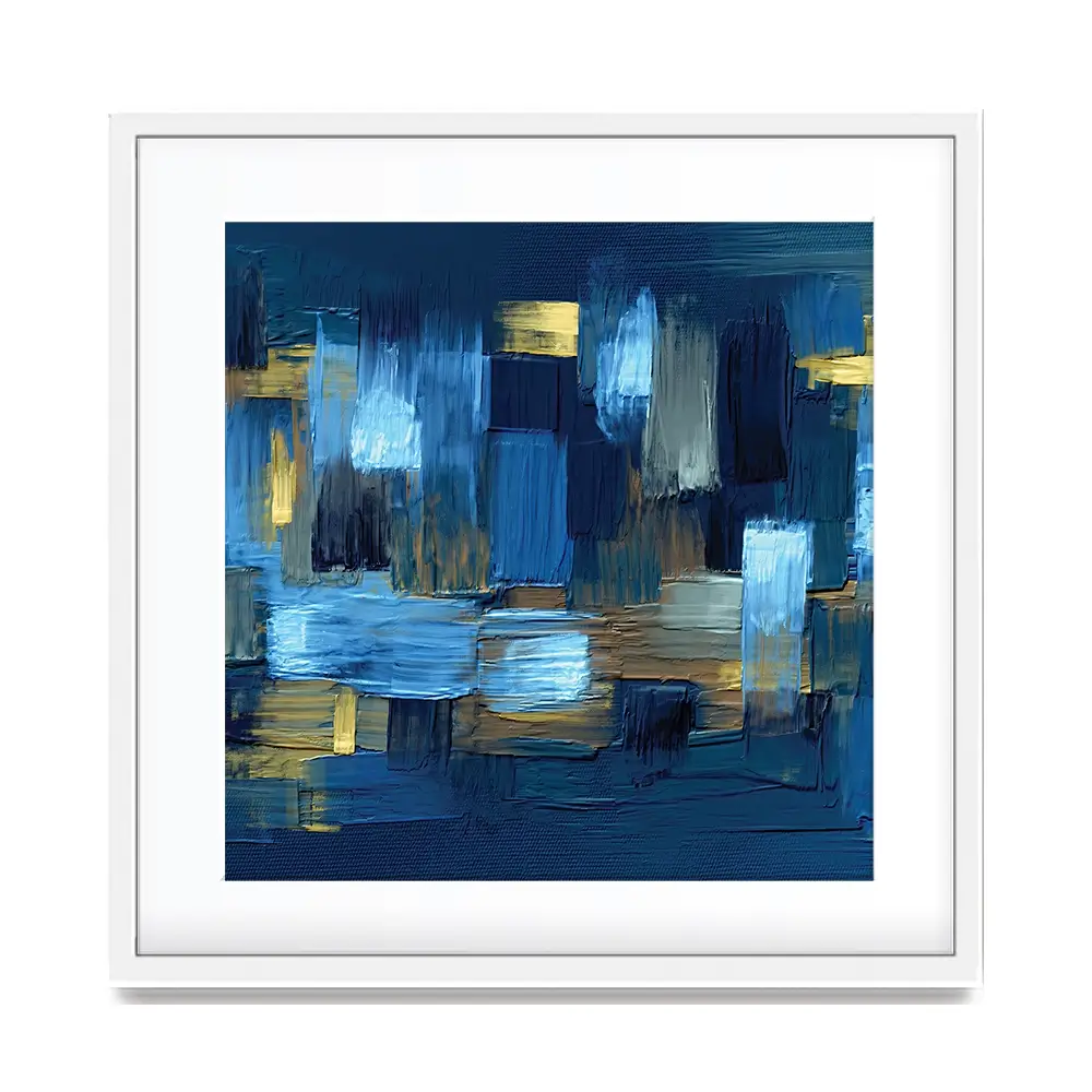 Navy Brush Strokes Square Framed Art Print Navy Brush Strokes Square Framed Art Print wall art product artGALINI at pm.me / Shutterstock