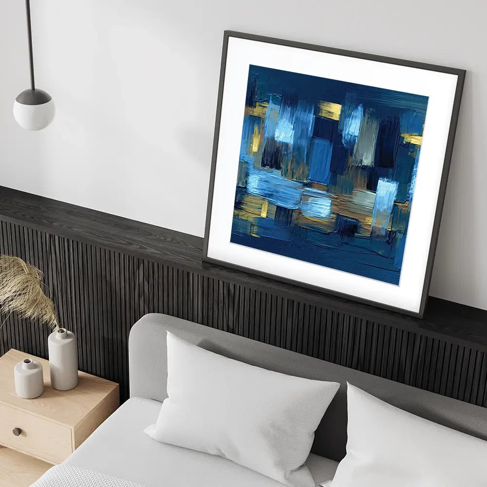 Navy Brush Strokes Square Framed Art Print Navy Brush Strokes Square Framed Art Print wall art product artGALINI at pm.me / Shutterstock