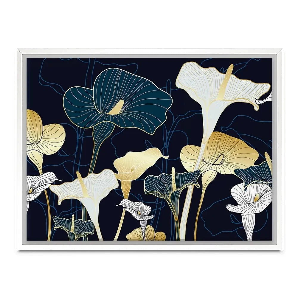 Navy Calla Lily Canvas Print Navy Calla Lily Canvas Print wall art product TWINS DESIGN STUDIO / Shutterstock