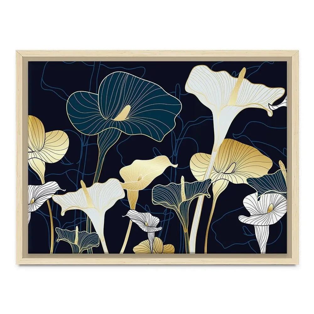 Navy Calla Lily Canvas Print Navy Calla Lily Canvas Print wall art product TWINS DESIGN STUDIO / Shutterstock