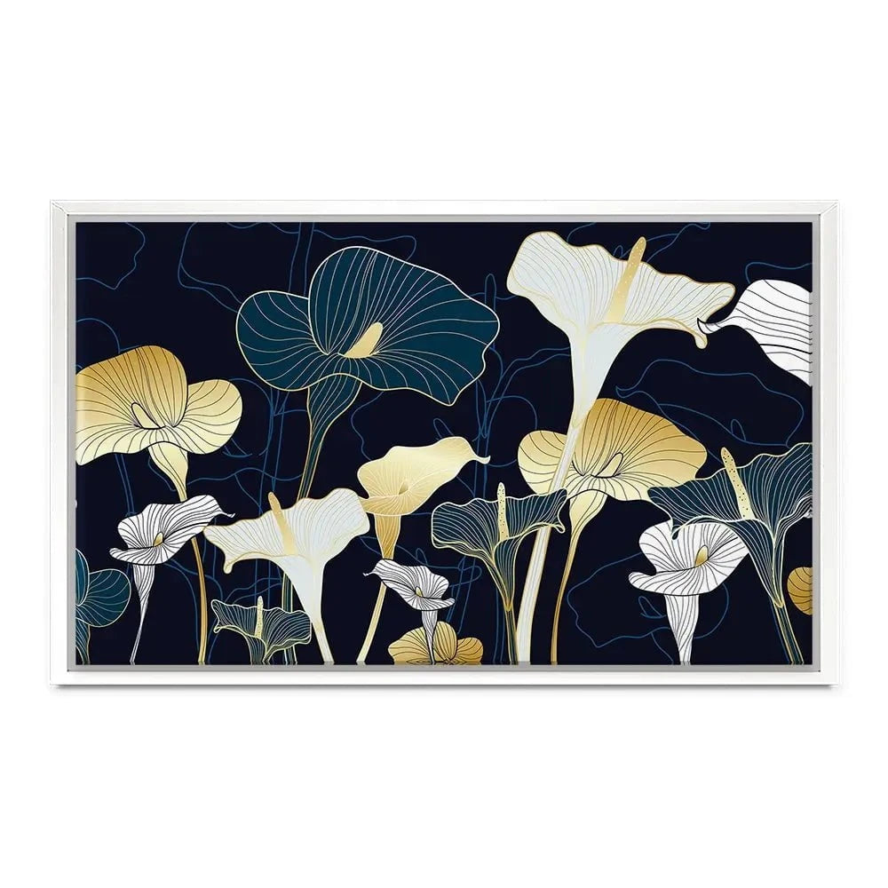 Navy Calla Lily Canvas Print Navy Calla Lily Canvas Print wall art product TWINS DESIGN STUDIO / Shutterstock