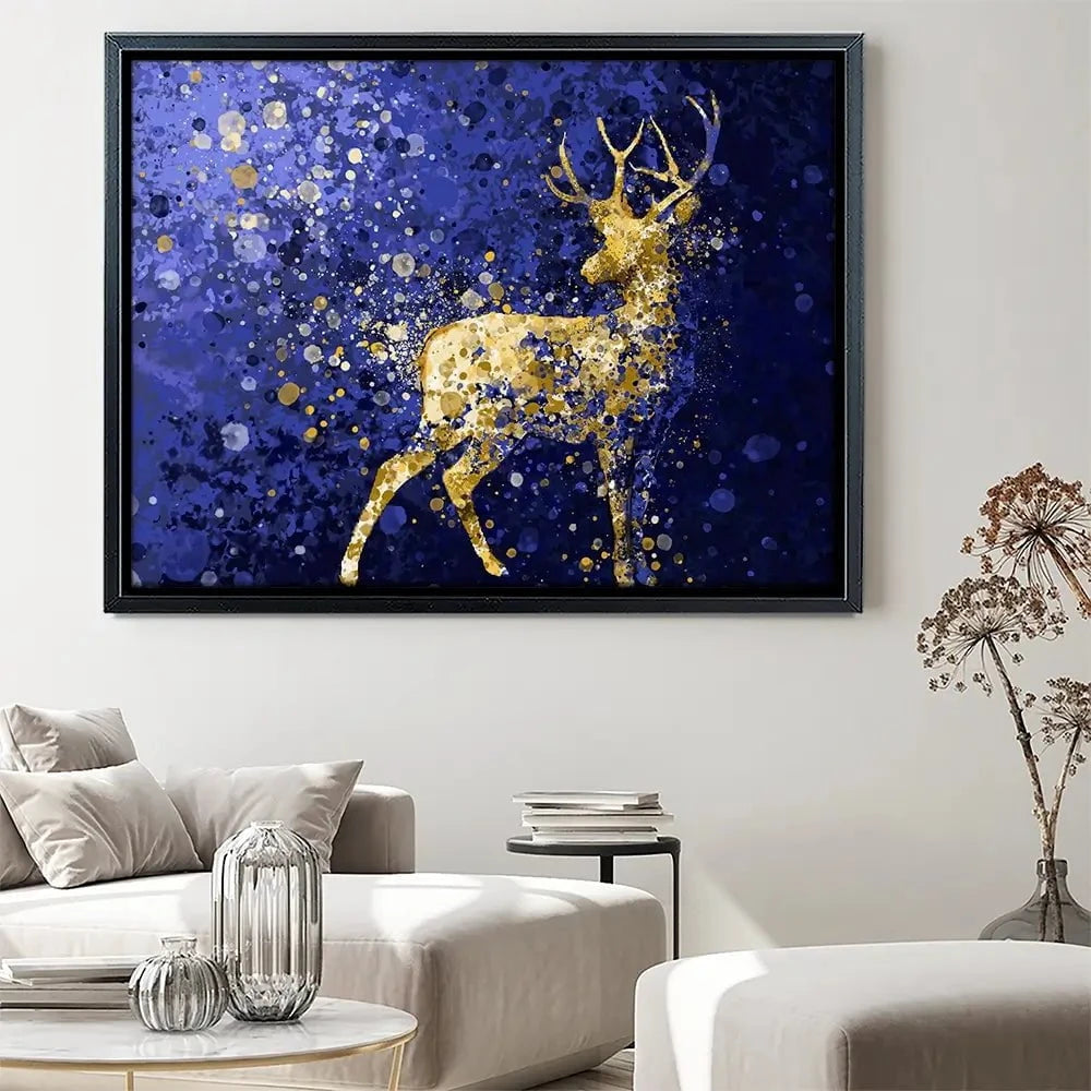 Navy Deer Splash Canvas Print Navy Deer Splash Canvas Print wall art product D Mosconi