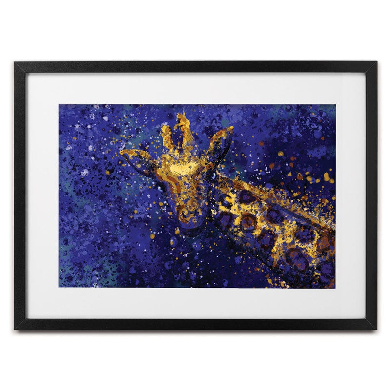 Navy Giraffe Splash Framed Art Print wall art product D Mosconi