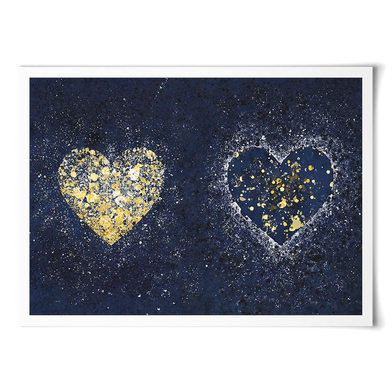 Navy Hearts Splatter Art Print wall art product J Tonges