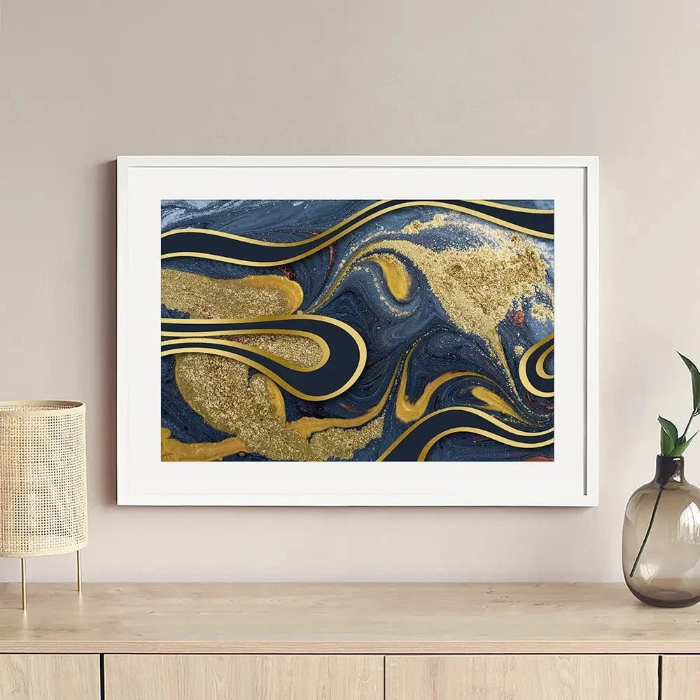 Navy Marble Framed Art Print Navy Marble Framed Art Print wall art product Ana Babii / Shutterstock