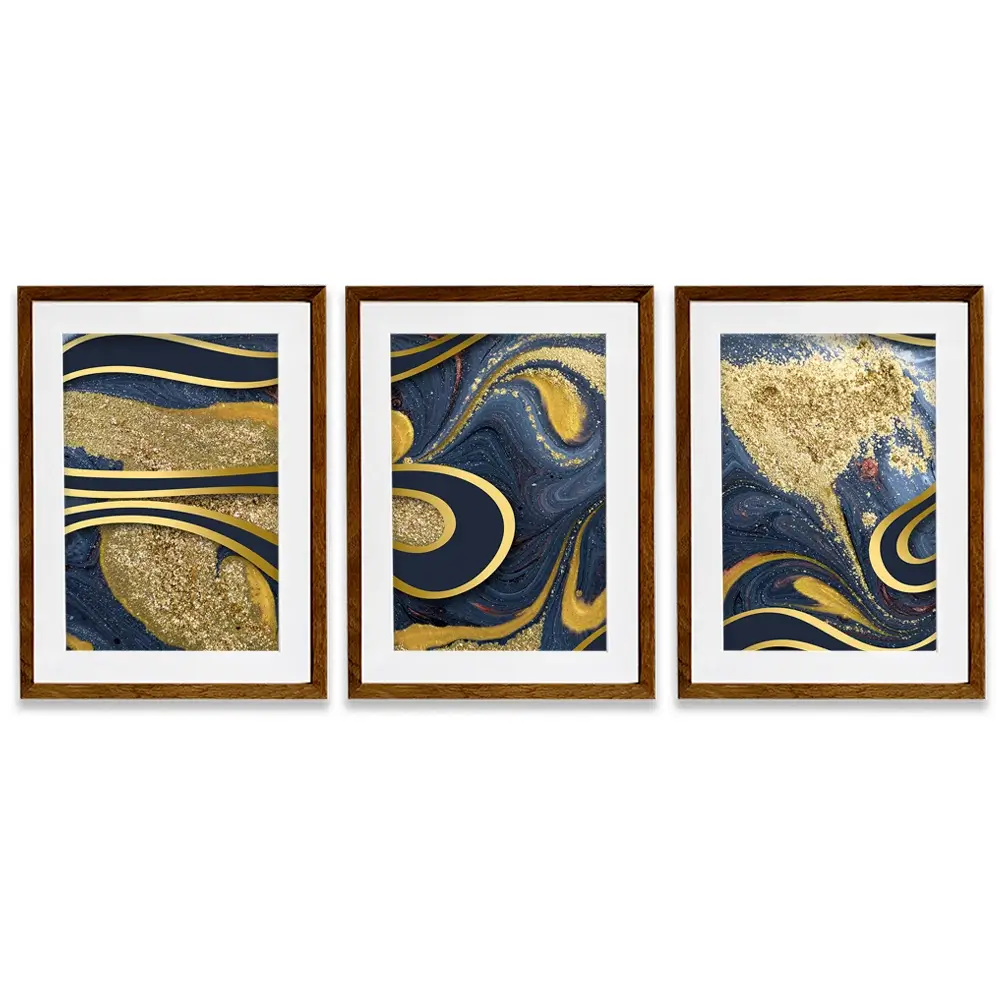 Navy Marble Framed Art Print Trio Navy Marble Framed Art Print Trio wall art product Ana Babii / Shutterstock