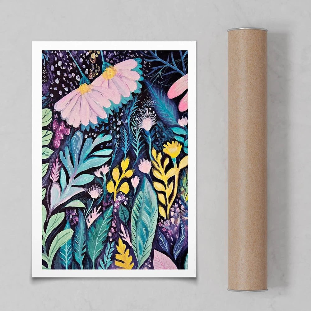 Navy Night Time Garden Art Print Navy Night Time Garden Art Print wall art product Tanya Ocean