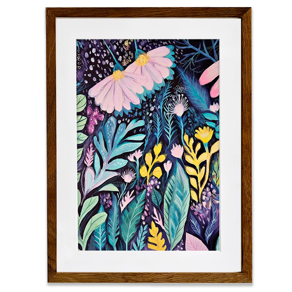 Navy Night Time Garden Framed Art Print Navy Night Time Garden Framed Art Print wall art product Tanya Ocean
