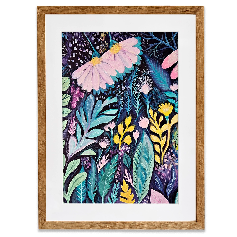 Navy Night Time Garden Framed Art Print Navy Night Time Garden Framed Art Print wall art product Tanya Ocean