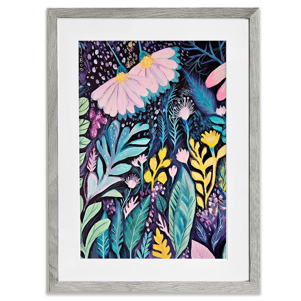 Navy Night Time Garden Framed Art Print Navy Night Time Garden Framed Art Print wall art product Tanya Ocean