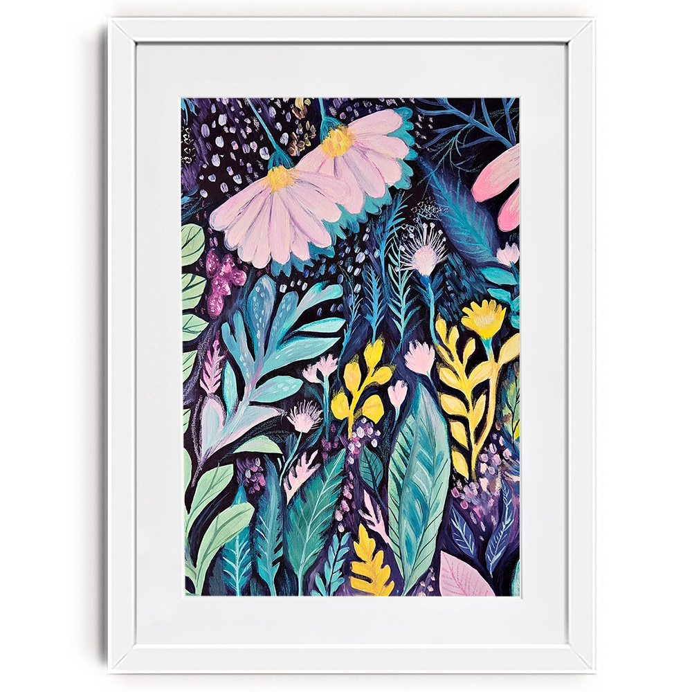 Navy Night Time Garden Framed Art Print Navy Night Time Garden Framed Art Print wall art product Tanya Ocean
