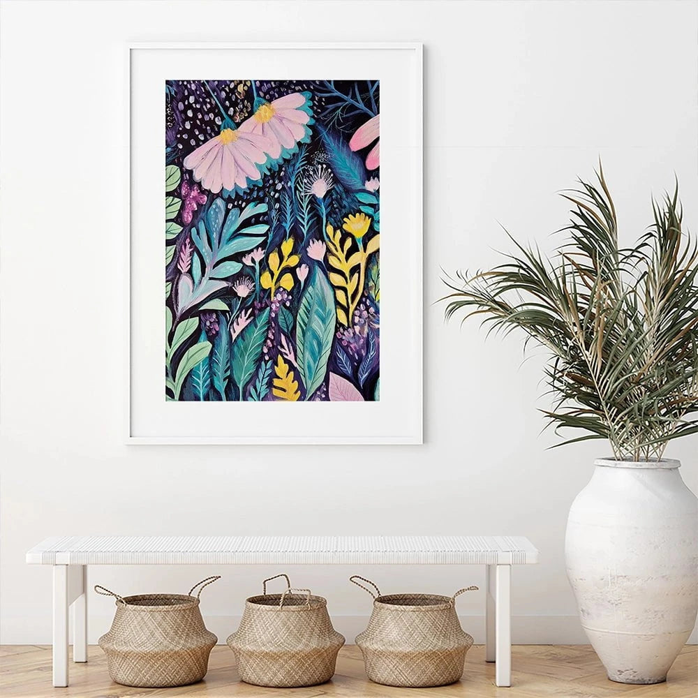 Navy Night Time Garden Framed Art Print Navy Night Time Garden Framed Art Print wall art product Tanya Ocean