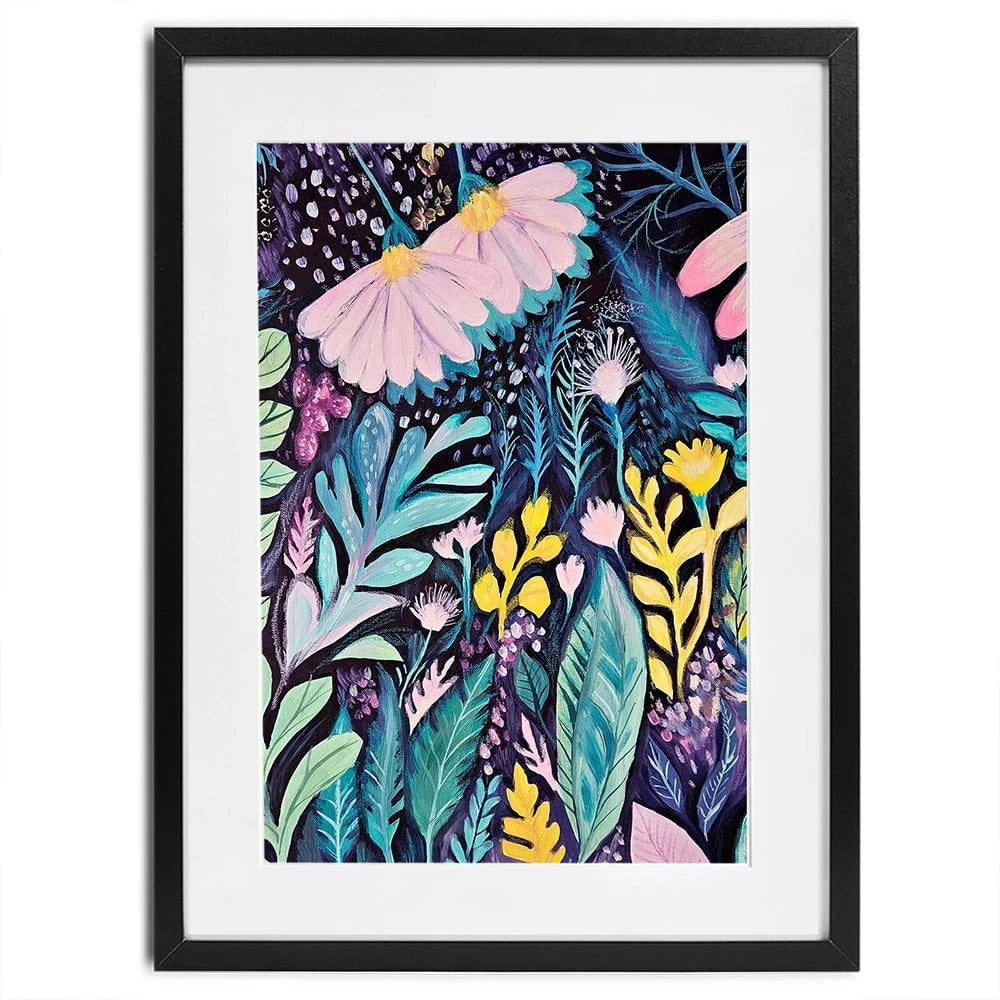 Navy Night Time Garden Framed Art Print Navy Night Time Garden Framed Art Print wall art product Tanya Ocean