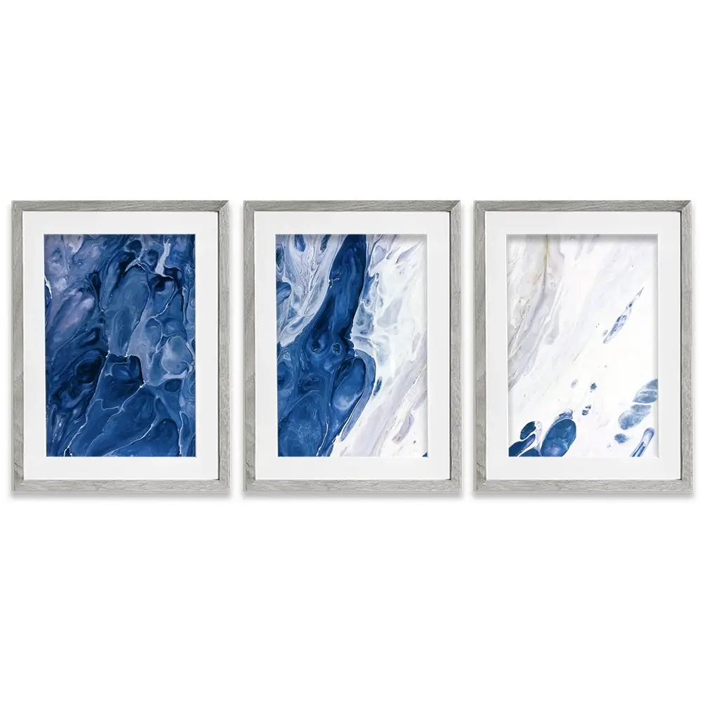 Navy White Mix Framed Art Print Trio Navy White Mix Framed Art Print Trio wall art product Ksenia Zu / Shutterstock
