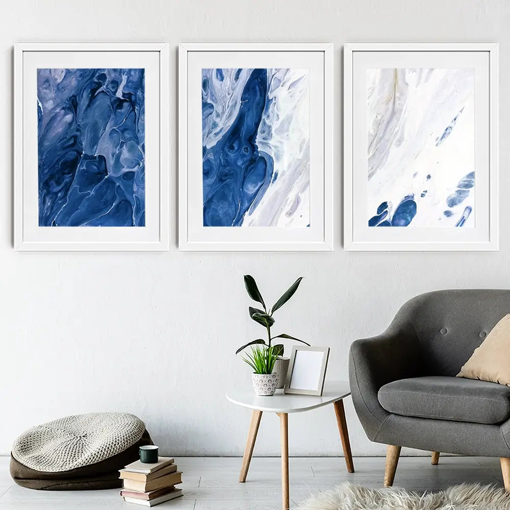 Navy White Mix Framed Art Print Trio Navy White Mix Framed Art Print Trio wall art product Ksenia Zu / Shutterstock