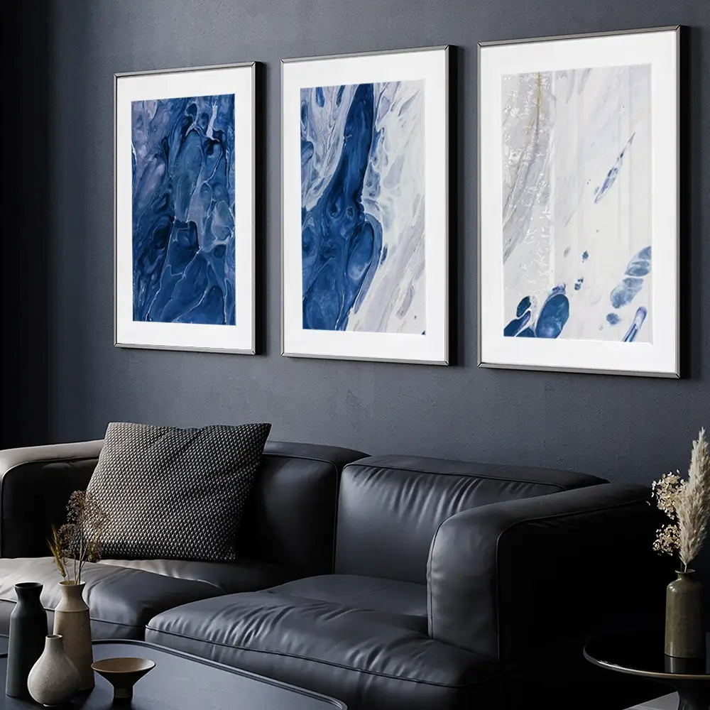 Navy White Mix Framed Art Print Trio Navy White Mix Framed Art Print Trio wall art product Ksenia Zu / Shutterstock