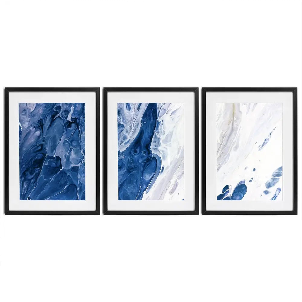 Navy White Mix Framed Art Print Trio Navy White Mix Framed Art Print Trio wall art product Ksenia Zu / Shutterstock