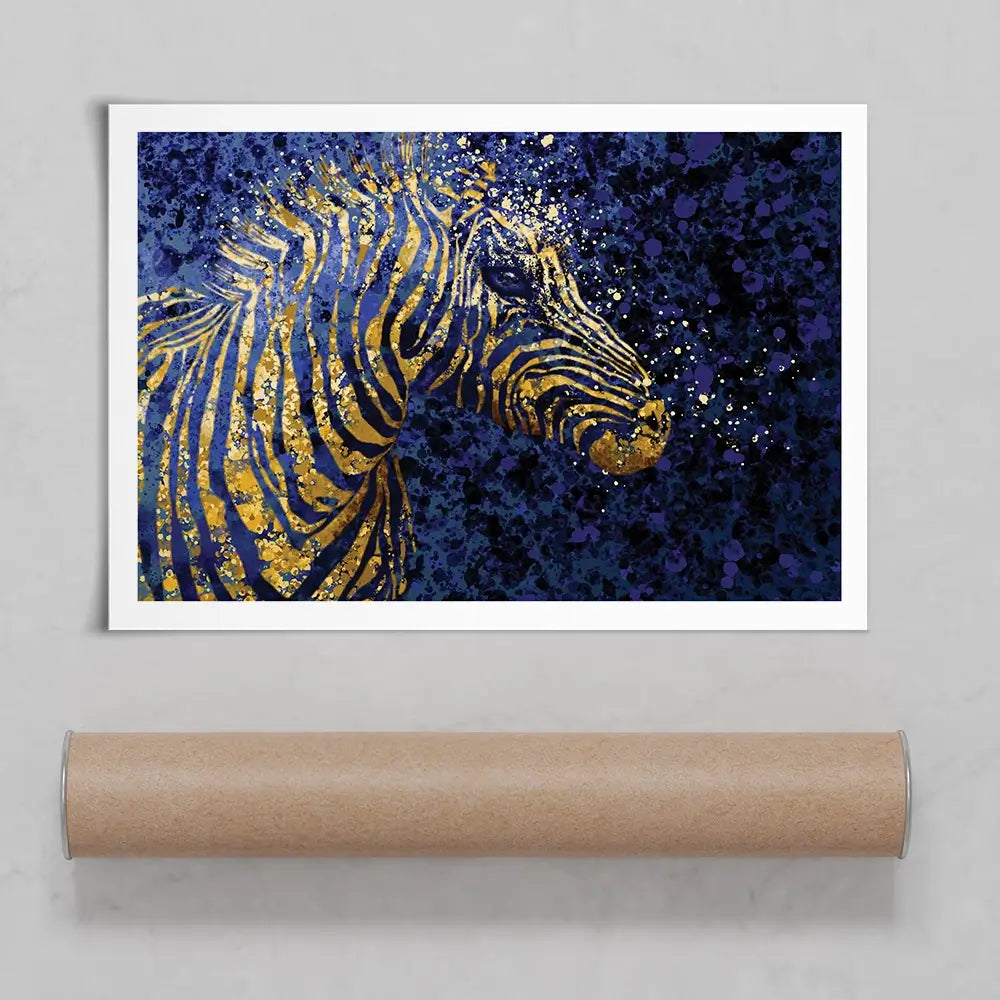 Navy Zebra Splash Art Print Navy Zebra Splash Art Print wall art product D Mosconi