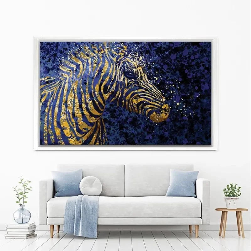 Navy Zebra Splash Canvas Print Navy Zebra Splash Canvas Print wall art product D Mosconi
