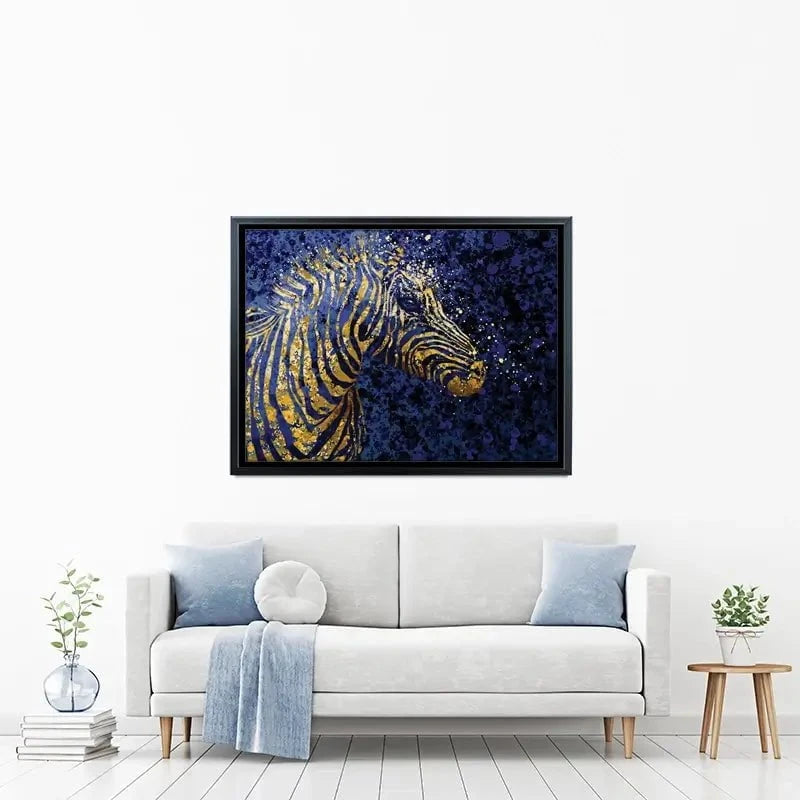 Navy Zebra Splash Canvas Print Navy Zebra Splash Canvas Print wall art product D Mosconi