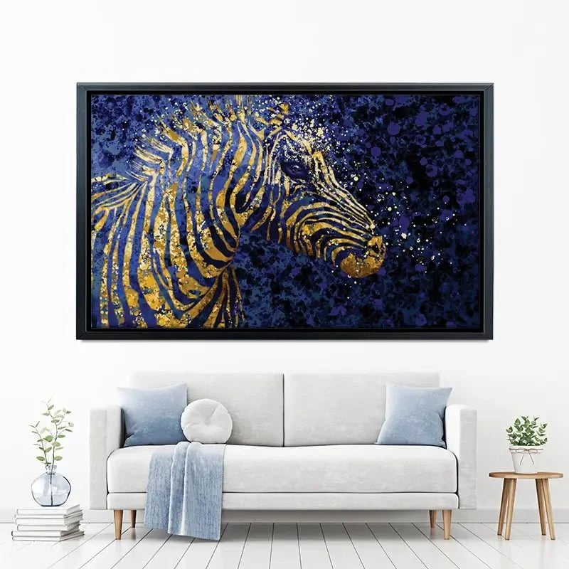 Navy Zebra Splash Canvas Print Navy Zebra Splash Canvas Print wall art product D Mosconi