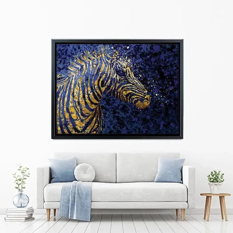 Navy Zebra Splash Canvas Print Navy Zebra Splash Canvas Print wall art product D Mosconi
