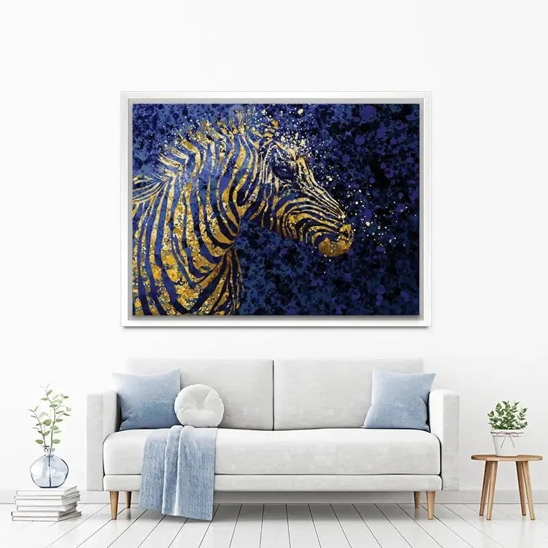 Navy Zebra Splash Canvas Print Navy Zebra Splash Canvas Print wall art product D Mosconi