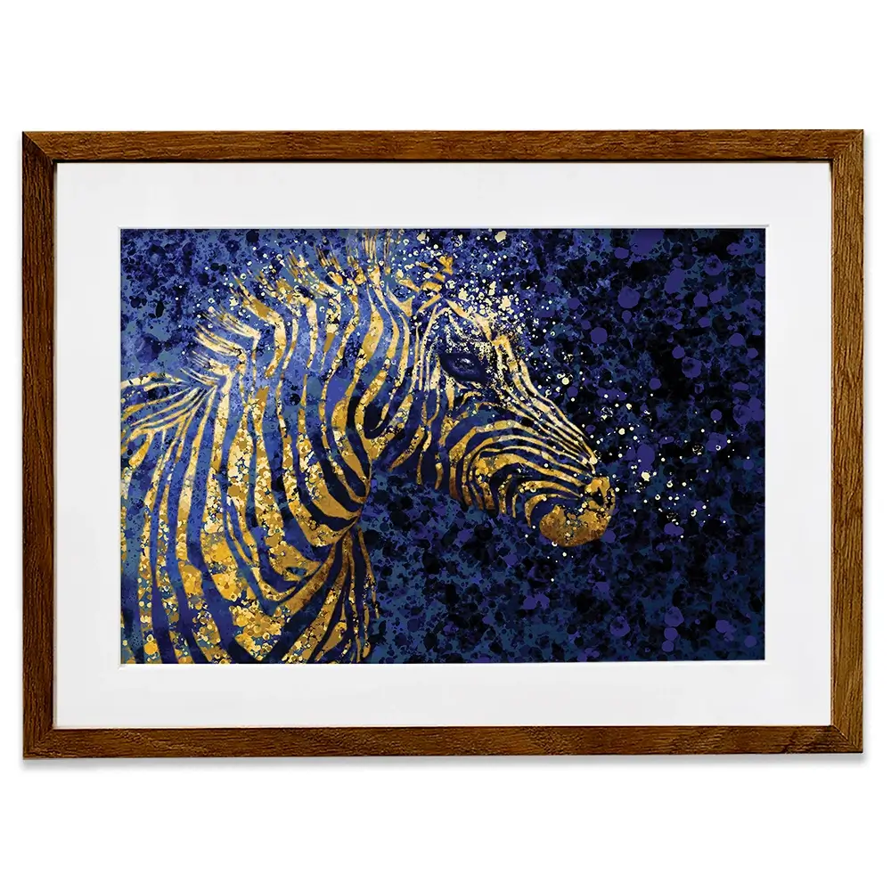 Navy Zebra Splash Framed Art Print Navy Zebra Splash Framed Art Print wall art product D Mosconi