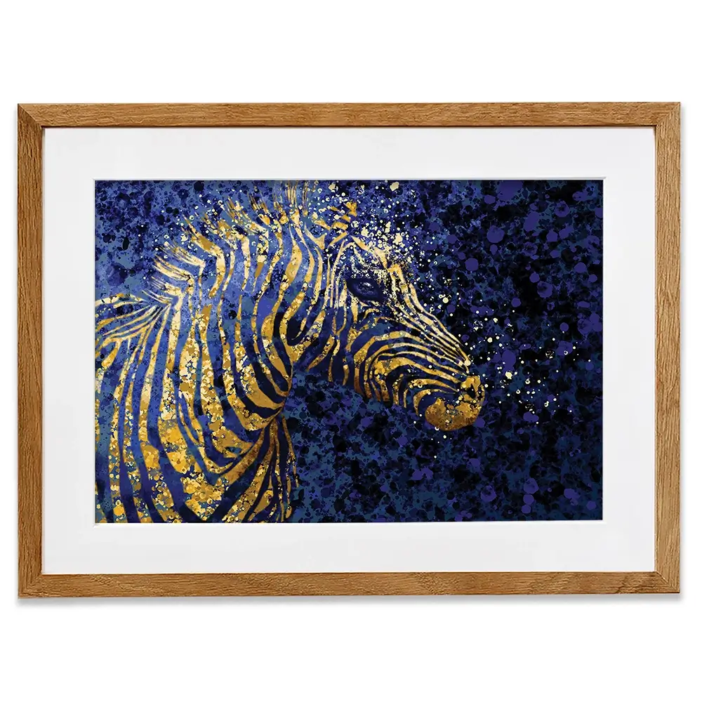 Navy Zebra Splash Framed Art Print Navy Zebra Splash Framed Art Print wall art product D Mosconi