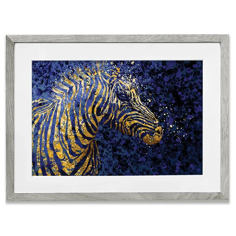 Navy Zebra Splash Framed Art Print Navy Zebra Splash Framed Art Print wall art product D Mosconi