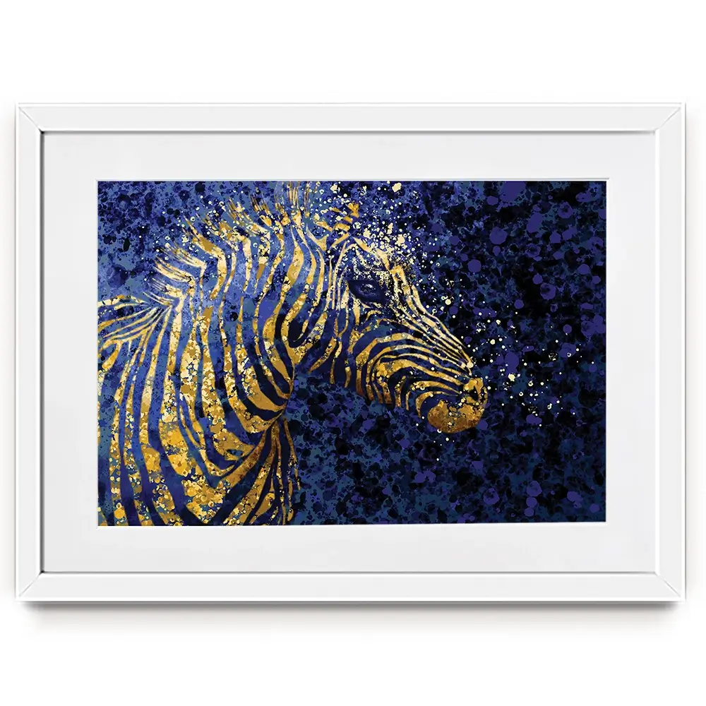 Navy Zebra Splash Framed Art Print Navy Zebra Splash Framed Art Print wall art product D Mosconi