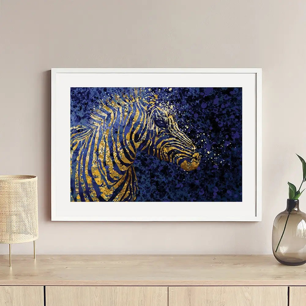 Navy Zebra Splash Framed Art Print Navy Zebra Splash Framed Art Print wall art product D Mosconi