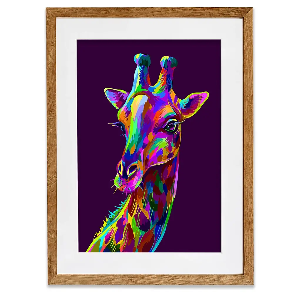 Neon Giraffe Framed Art Print Neon Giraffe Framed Art Print wall art product AnastasiaOsipova / Shutterstock