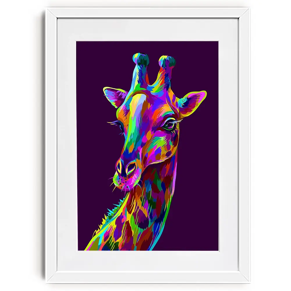 Neon Giraffe Framed Art Print Neon Giraffe Framed Art Print wall art product AnastasiaOsipova / Shutterstock