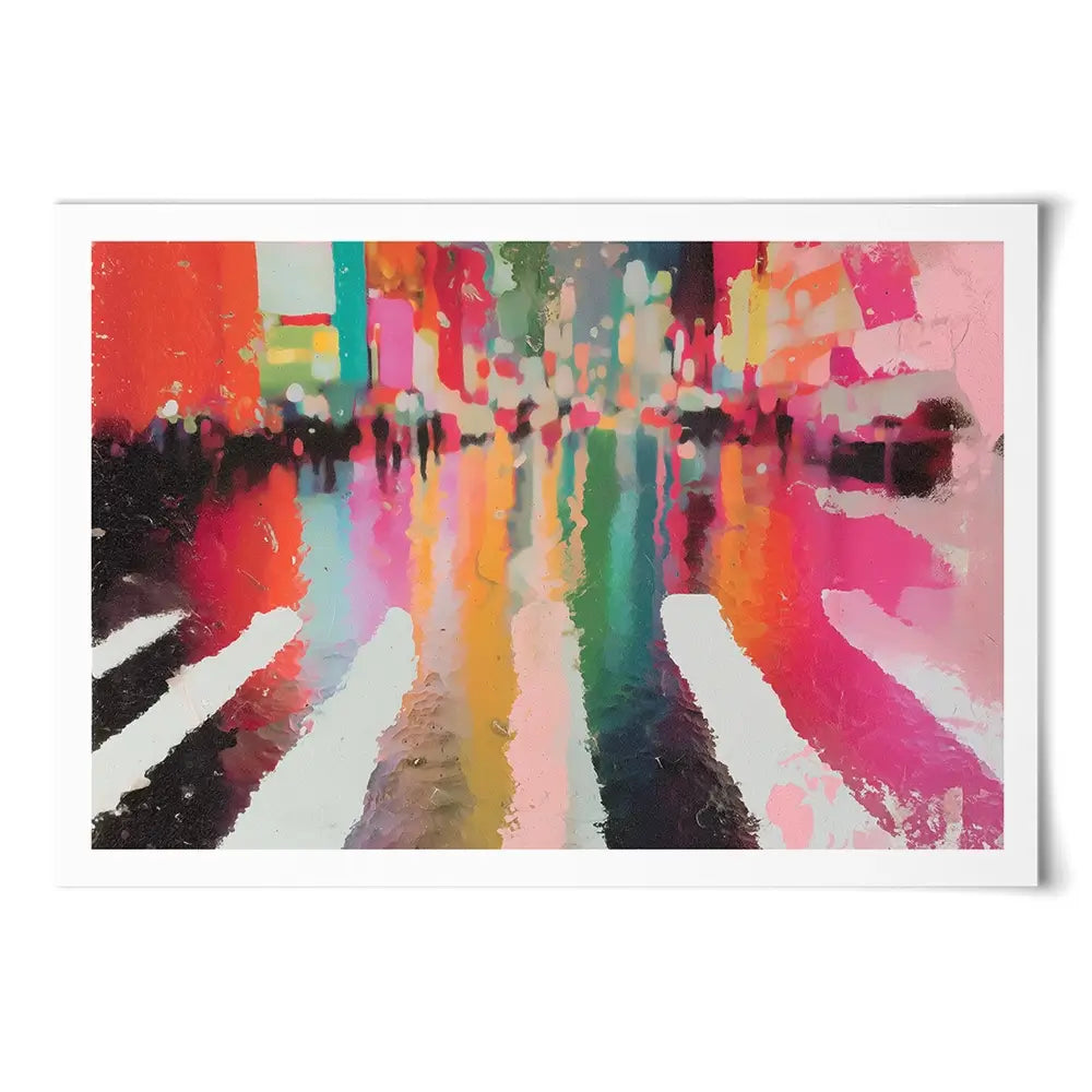 Neon Rain Crosswalk Art Print Neon Rain Crosswalk Art Print wall art product Chromatic Storm Studio