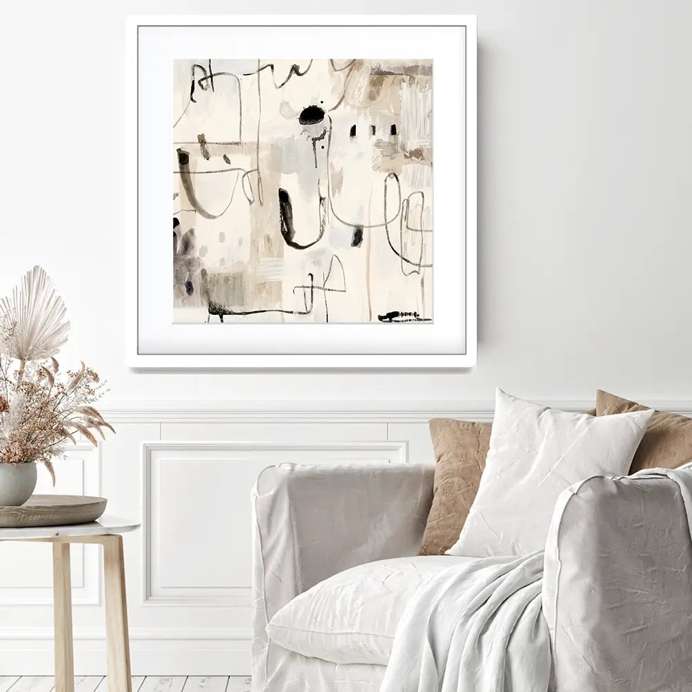 Net Neutral Square Framed Art Print Net Neutral Square Framed Art Print wall art product Art Print Shop