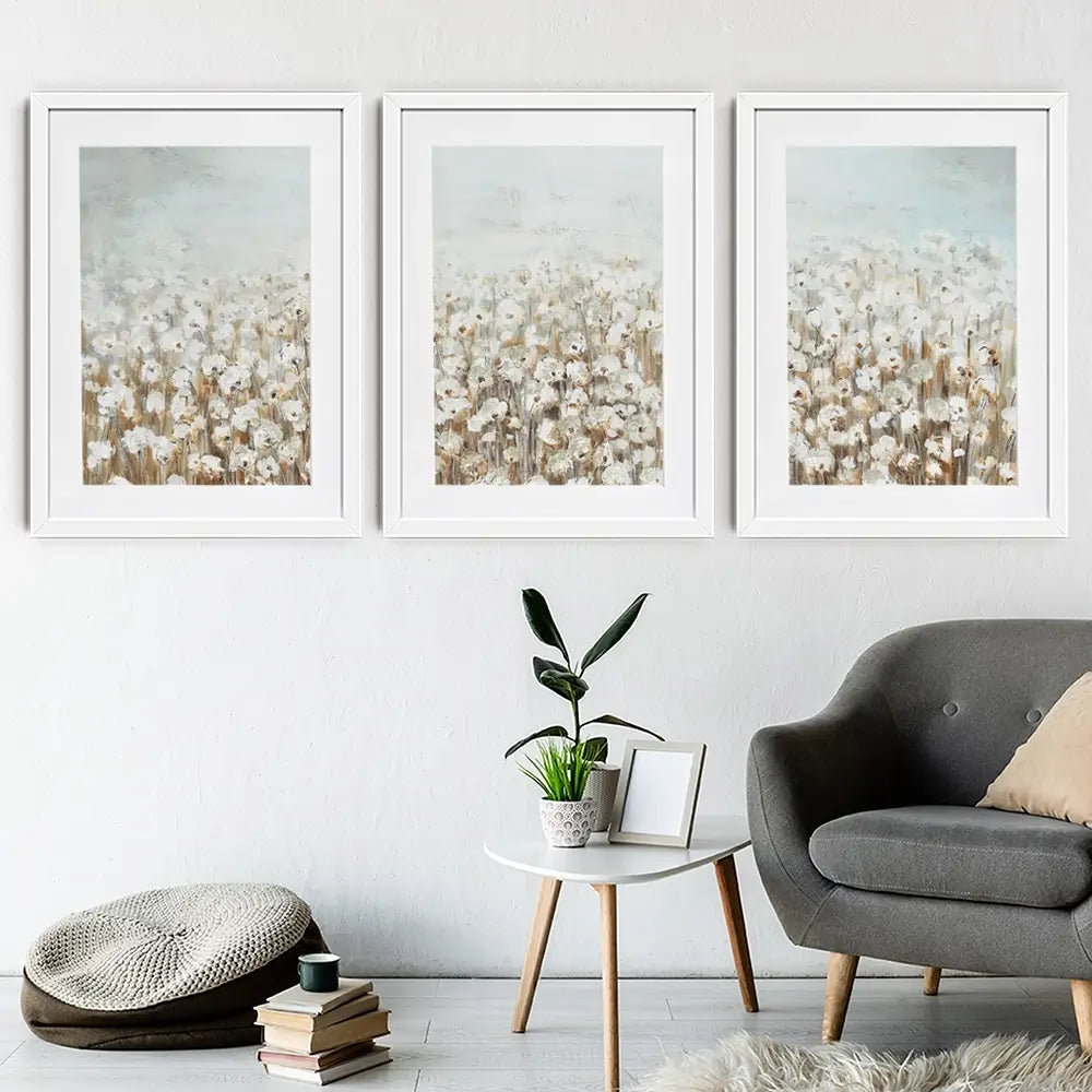 Neutral Florals Framed Art Print Trio Neutral Florals Framed Art Print Trio wall art product CHENYU ARTS / Shutterstock
