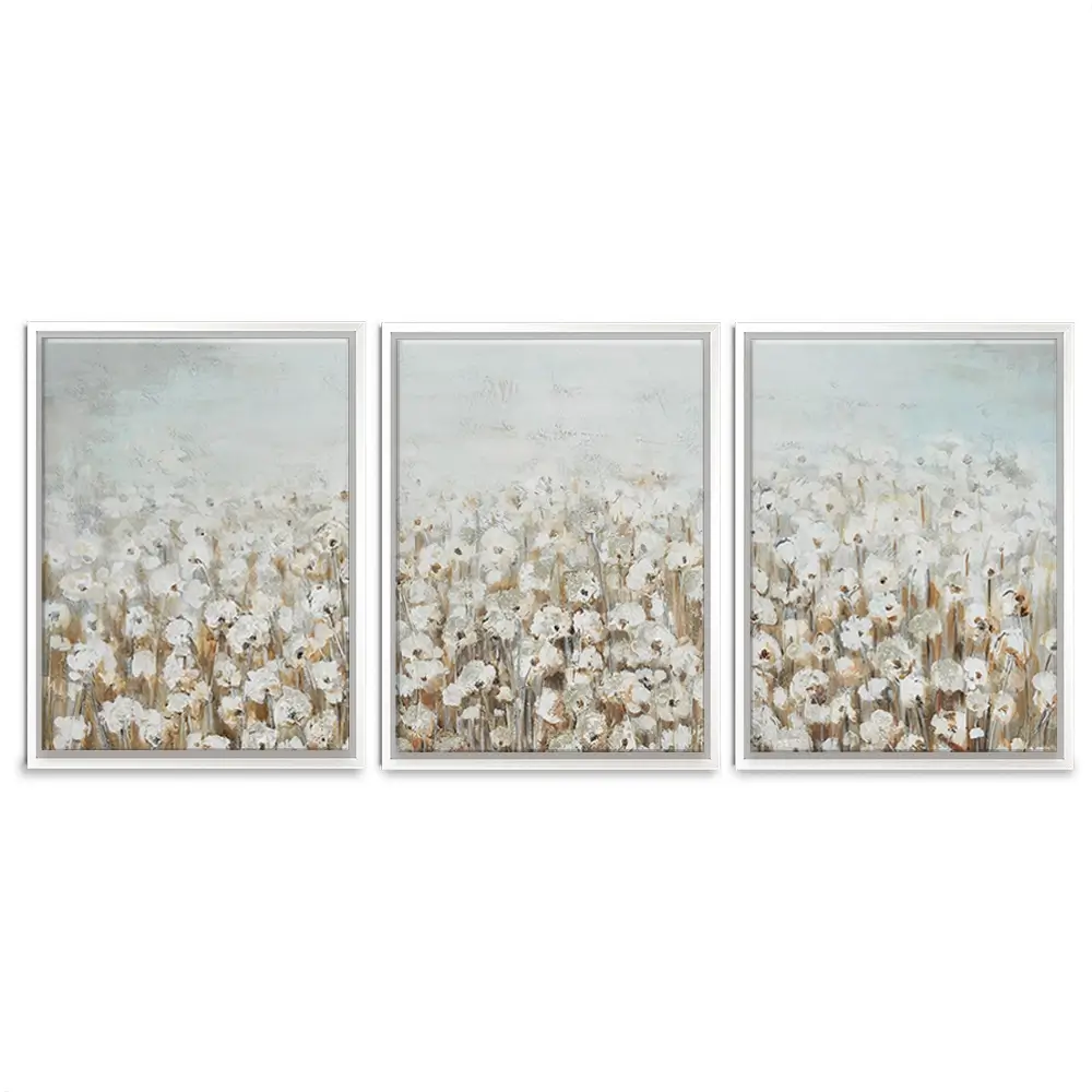 Neutral Florals Trio Canvas Print Neutral Florals Trio Canvas Print wall art product CHENYU ARTS / Shutterstock