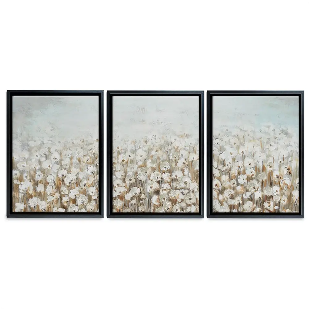 Neutral Florals Trio Canvas Print Neutral Florals Trio Canvas Print wall art product CHENYU ARTS / Shutterstock