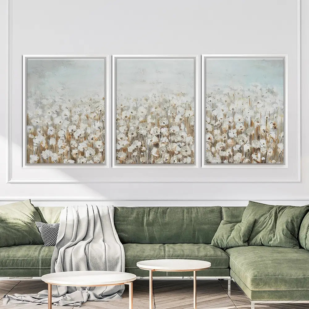 Neutral Florals Trio Canvas Print Neutral Florals Trio Canvas Print wall art product CHENYU ARTS / Shutterstock