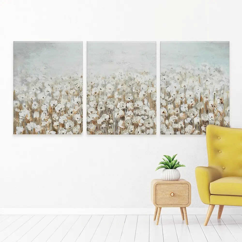Neutral Florals Trio Canvas Print Neutral Florals Trio Canvas Print wall art product CHENYU ARTS / Shutterstock