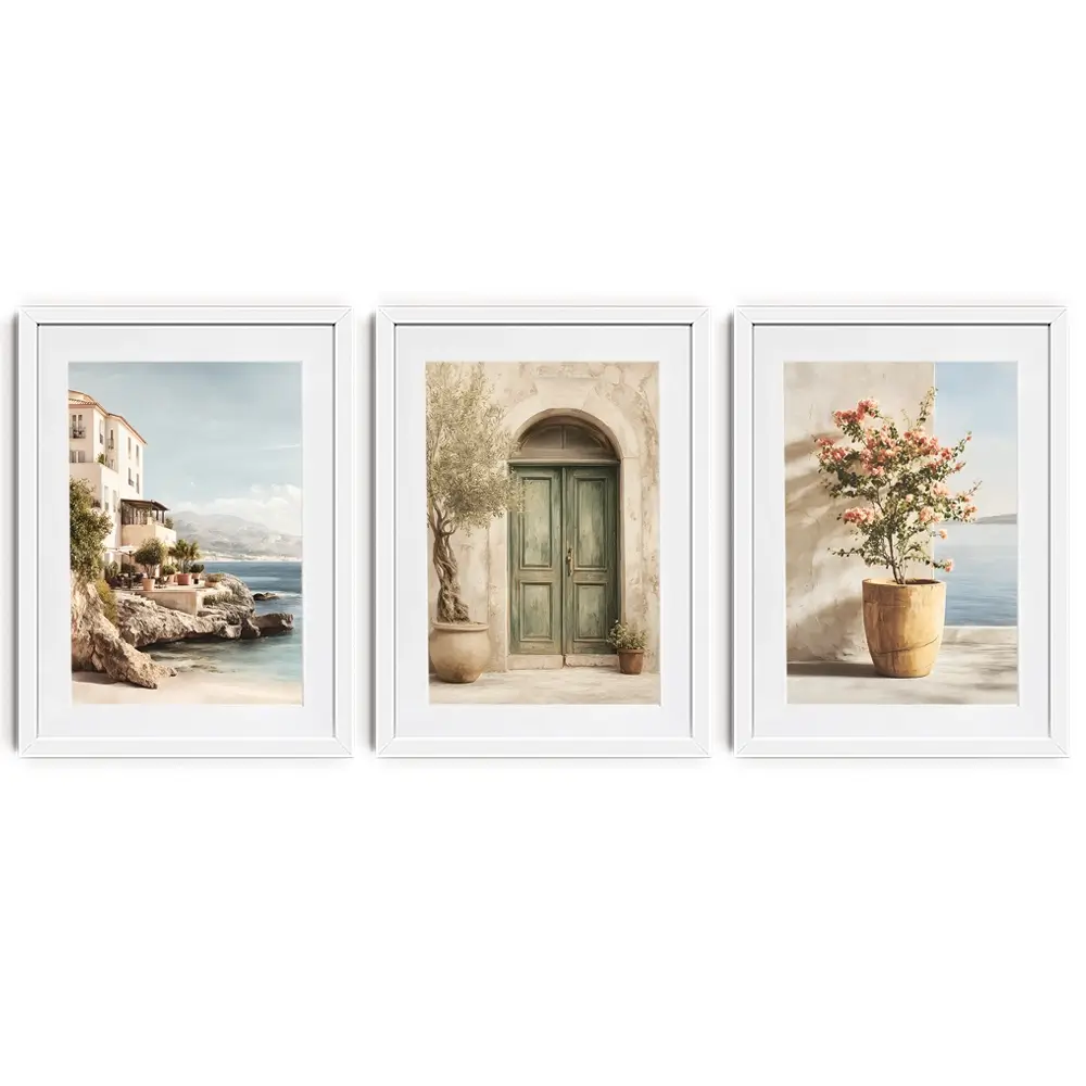 Neutral Mediterranean Framed Art Print Trio Neutral Mediterranean Framed Art Print Trio wall art product IAmHomeStudio