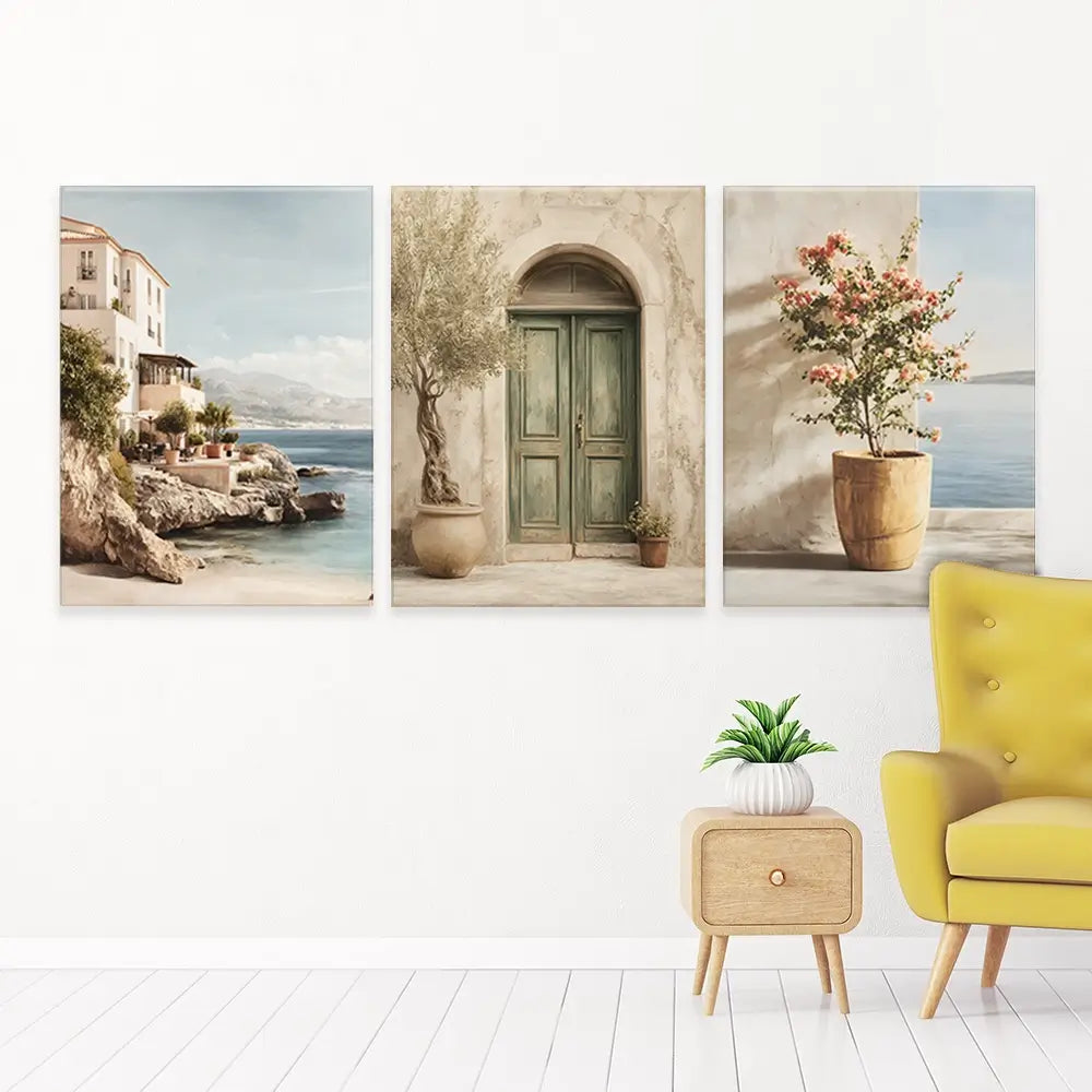 Neutral Mediterranean Trio Canvas Print Neutral Mediterranean Trio Canvas Print wall art product IAmHomeStudio