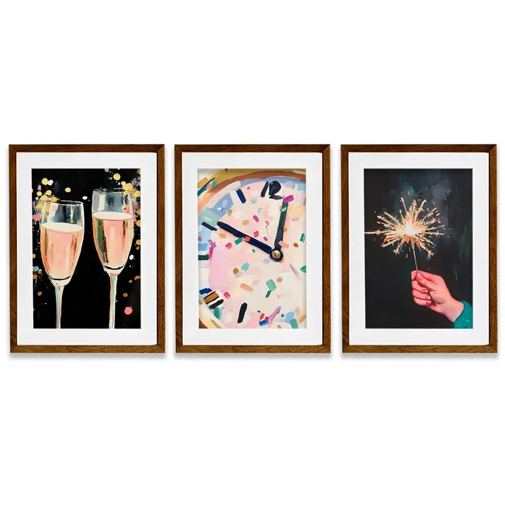 New Year Cheers Framed Art Print Trio New Year Cheers Framed Art Print Trio wall art product LSR Design Studio - Independent