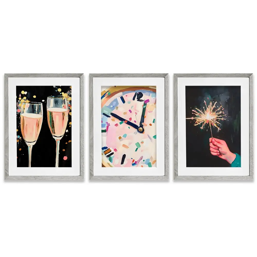 New Year Cheers Framed Art Print Trio New Year Cheers Framed Art Print Trio wall art product LSR Design Studio - Independent