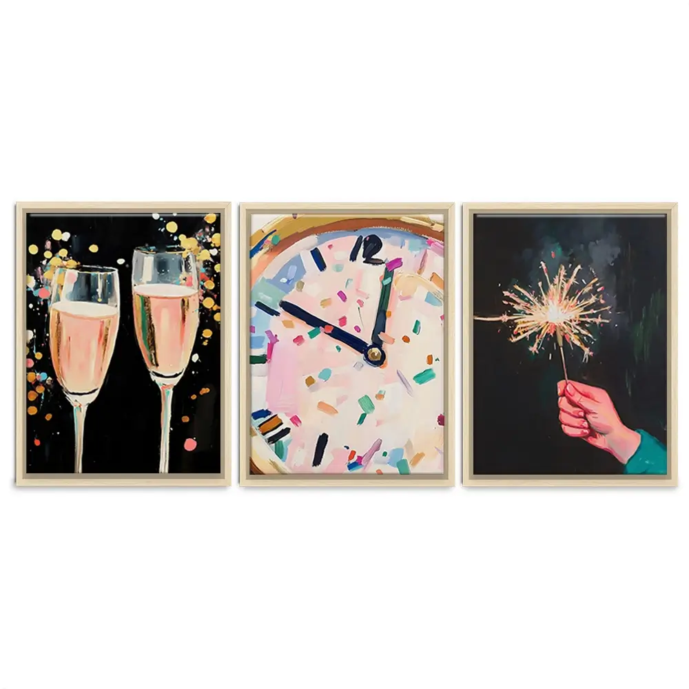 New Year Cheers Trio Canvas Print New Year Cheers Trio Canvas Print wall art product LSR Design Studio - Independent