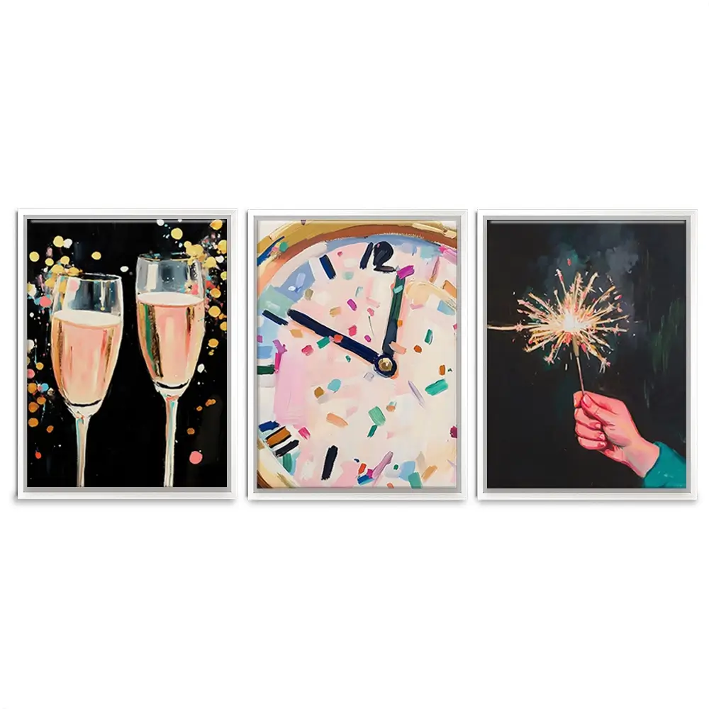 New Year Cheers Trio Canvas Print New Year Cheers Trio Canvas Print wall art product LSR Design Studio - Independent