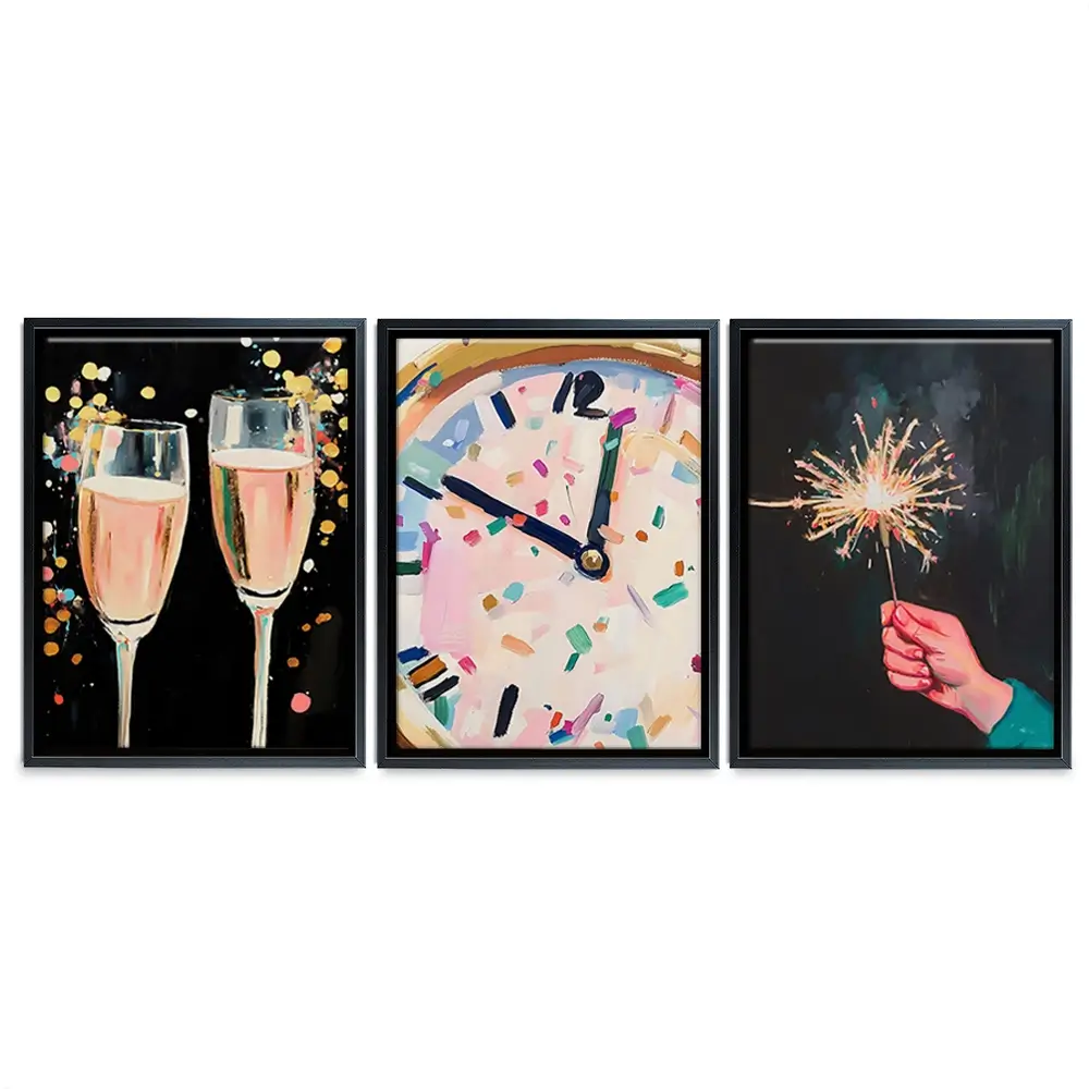 New Year Cheers Trio Canvas Print New Year Cheers Trio Canvas Print wall art product LSR Design Studio - Independent