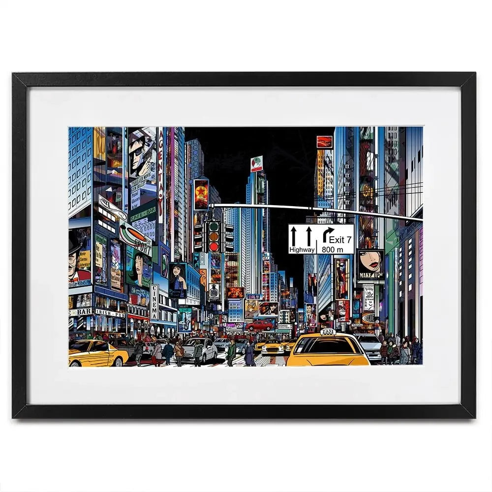 New York At Night Framed Art Print New York At Night Framed Art Print wall art product isaxar / Shutterstock